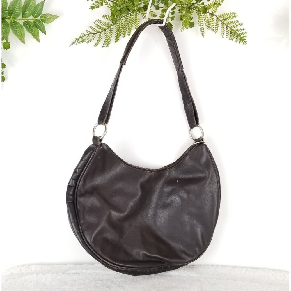 Vintage Maurizio Taiuti Brown Leather Hobo‎ Shoulder Bag 《308》P